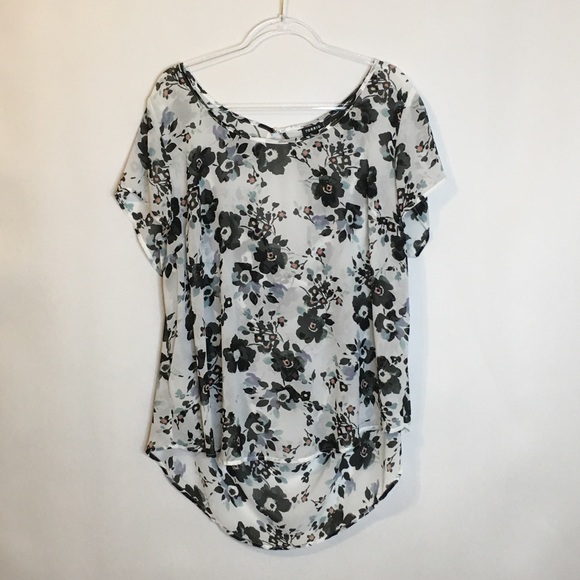 torrid Tops - Torrid High-Low Floral Chiffon Drape Back Blouse